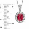 Thumbnail Image 2 of Oval Lab-Created Ruby and White Sapphire Frame Pendant in Sterling Silver