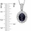 Thumbnail Image 2 of Oval Lab-Created Ceylon and White Sapphire Frame Pendant in Sterling Silver