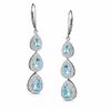 Thumbnail Image 1 of Pear-Shaped Blue Topaz and Diamond Accent Three Tier Drop Earrings in Sterling Silver