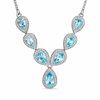 Thumbnail Image 1 of Pear-Shaped Blue Topaz and Diamond Accent Necklace in Sterling Silver