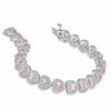 Thumbnail Image 2 of Heart-Shaped Lab-Created Pink Sapphire and Diamond Accent Bracelet in Sterling Silver - 7.25"