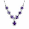 Thumbnail Image 1 of Pear-Shaped Amethyst and Diamond Accent Necklace in Sterling Silver