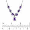 Thumbnail Image 2 of Pear-Shaped Amethyst and Diamond Accent Necklace in Sterling Silver