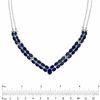 Thumbnail Image 1 of Oval Lab-Created Blue Sapphire and Diamond Accent Double Row Chevron Necklace in Sterling Silver