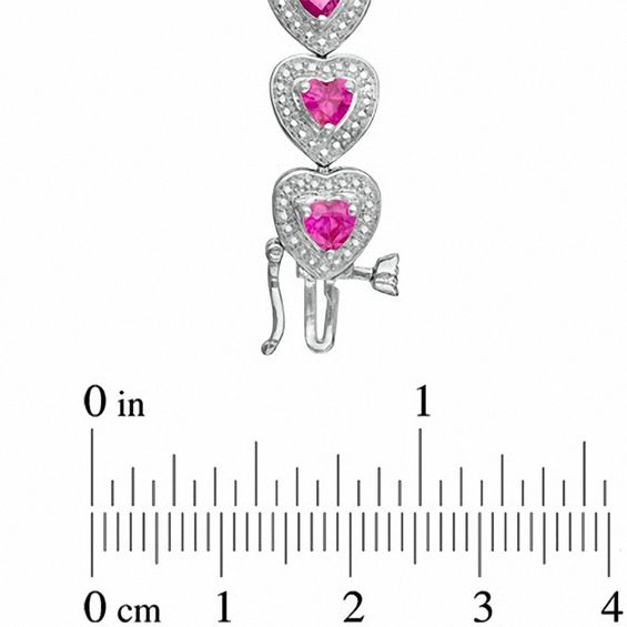 Heart-Shaped Lab-Created Ruby and Diamond Accent Bracelet in Sterling Silver - 7.25"