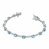 Thumbnail Image 2 of Swiss Blue Topaz and Lab-Created White Sapphire Bracelet in Sterling Silver - 7.25"