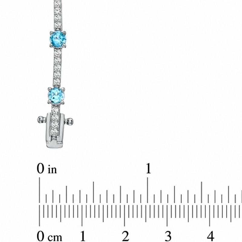 Main Image 3 of Swiss Blue Topaz and Lab-Created White Sapphire Bracelet in Sterling Silver - 7.25"