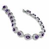 Thumbnail Image 1 of Pear-Shaped Amethyst and Diamond Accent Bracelet in Sterling Silver - 7.25"
