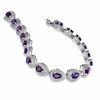 Thumbnail Image 2 of Pear-Shaped Amethyst and Diamond Accent Bracelet in Sterling Silver - 7.25"