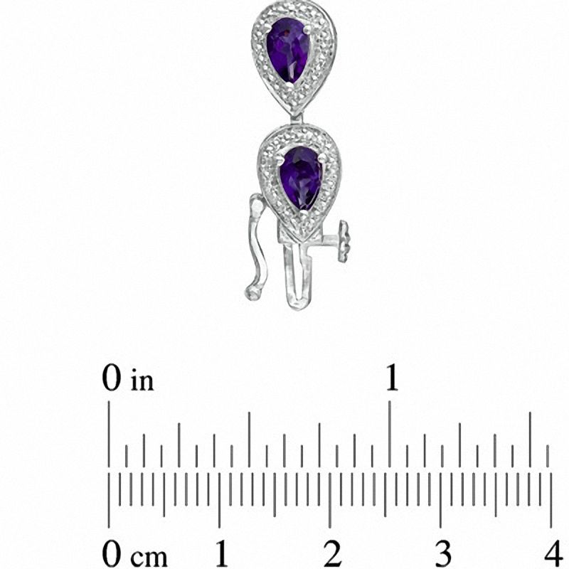 Main Image 3 of Pear-Shaped Amethyst and Diamond Accent Bracelet in Sterling Silver - 7.25"