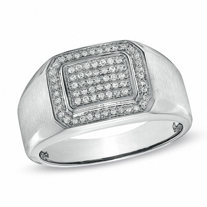 Men's 1/4 CT. T.W. Diamond Frame Ring in 10K White Gold