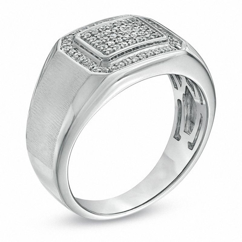 Men's 1/4 CT. T.W. Diamond Frame Ring in 10K White Gold