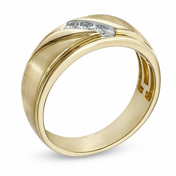 Men's 1/5 CT. T.w. Diamond Three Stone Slant Band in 10K Gold