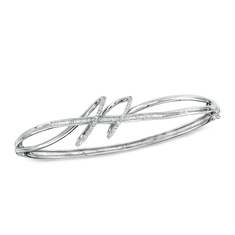 Main Image 1 of 1/3 CT. T.W. Diamond Fashion Wrap Around Bangle in Sterling Silver