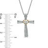 Thumbnail Image 2 of 1/10 CT. T.W. Diamond Heart in Cross Pendant in Sterling Silver and 10K Rose Gold