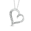 Thumbnail Image 1 of Diamond Accent Tilted Curvy Heart Pendant in Sterling Silver