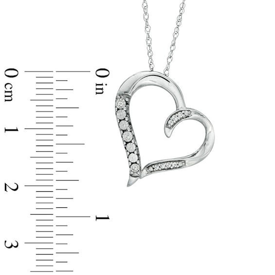 Diamond Accent Tilted Curvy Heart Pendant in Sterling Silver