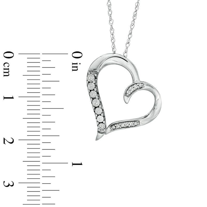 Main Image 2 of Diamond Accent Tilted Curvy Heart Pendant in Sterling Silver