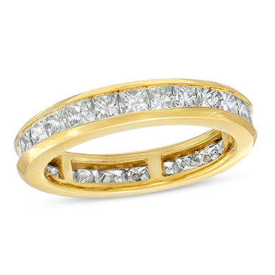 3.0 CT.TW Solid 10K Yellow or White Gold Princess Cut Half Eternity Ring & Half Eternity Band Bridal Ring Set 