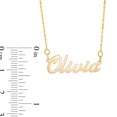 14K Solid Gold Any Name Necklace Scriptina Personalized Name Necklace 10k 9k 