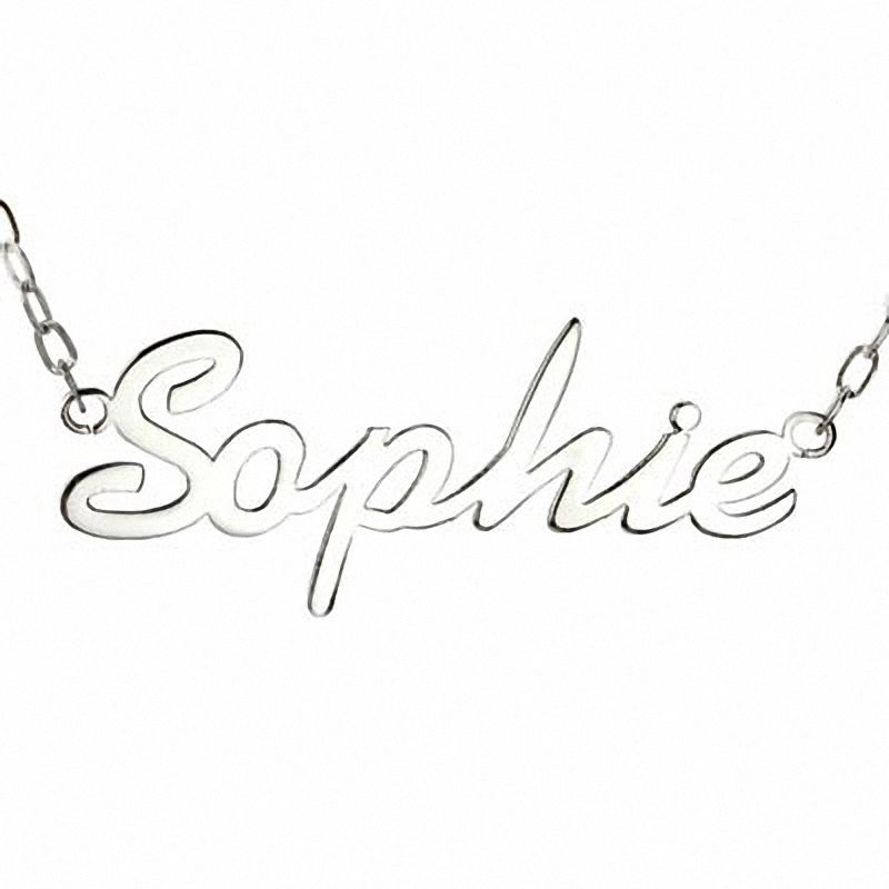 Large Script Name Necklace in Sterling Silver (11 Characters)