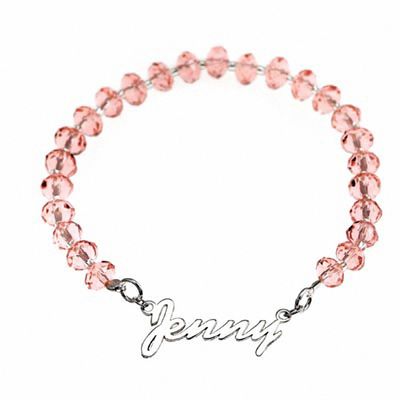 Pink Crystal Bracelets Stretch Bracelet Set Pastel Bracelet Stack Pink and Peach Glass Crystal Bracelets Peach and Blue