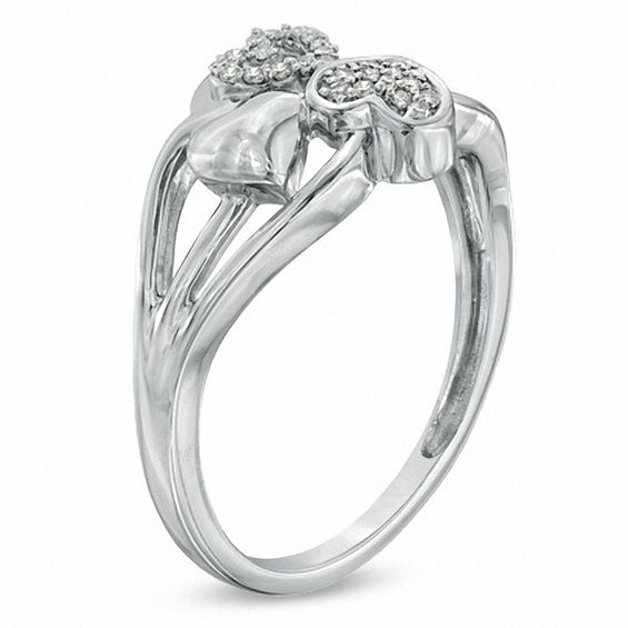 Diamond Accent Triple Heart Ring in 10K White Gold