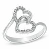 Thumbnail Image 0 of Diamond Accent Interlocking Hearts Ring in Sterling Silver