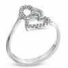 Thumbnail Image 2 of Diamond Accent Interlocking Hearts Ring in Sterling Silver