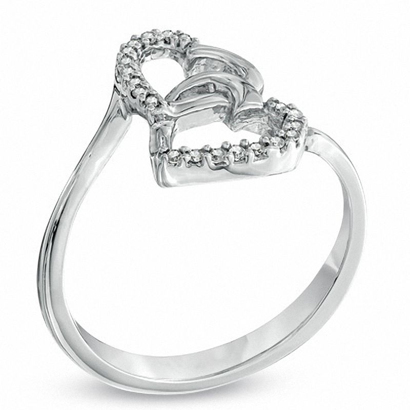 Diamond Accent Interlocking Hearts Ring in Sterling Silver