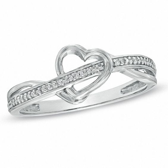 Diamond Accent Heart Ring in 10K White Gold