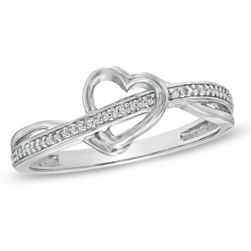 Main Image 1 of Diamond Accent Heart Ring in 10K White Gold