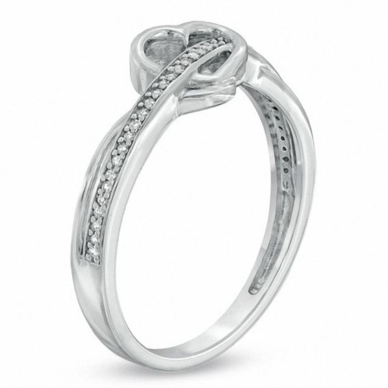Diamond Accent Heart Ring in 10K White Gold