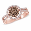 Thumbnail Image 0 of 1/2 CT. T.W. Champagne and White Diamond Frame Ring in 10K Rose Gold