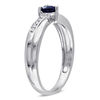 Thumbnail Image 2 of Lab-Created Heart-Shaped Blue Sapphire and Diamond Accent Promise Ring in Sterling Silver