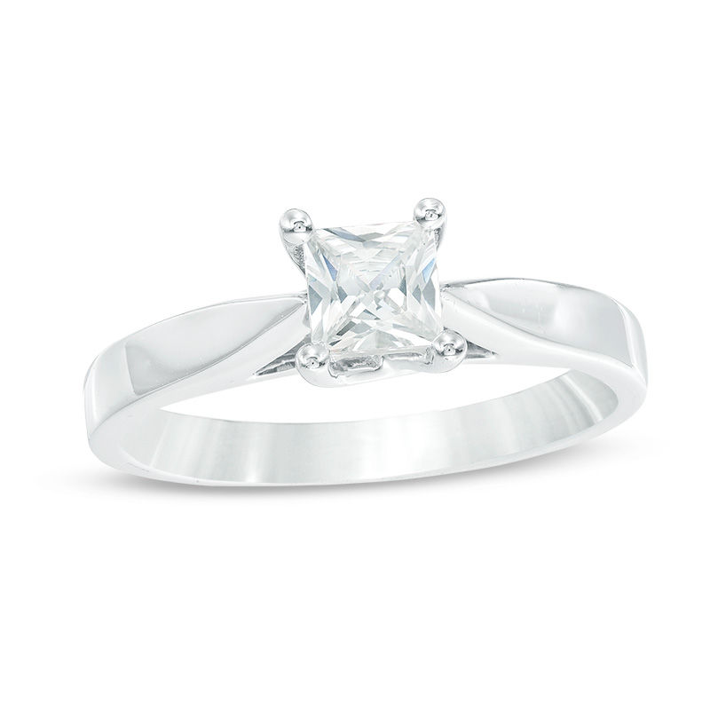 Celebration Ideal 1/2 CT. Princess-Cut Diamond Solitaire Engagement Ring in 14K White Gold (I/I1)