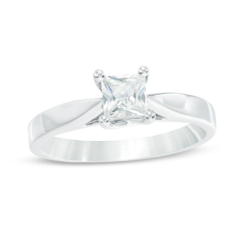 Main Image 1 of Celebration Ideal 1/2 CT. Princess-Cut Diamond Solitaire Engagement Ring in 14K White Gold (I/I1)