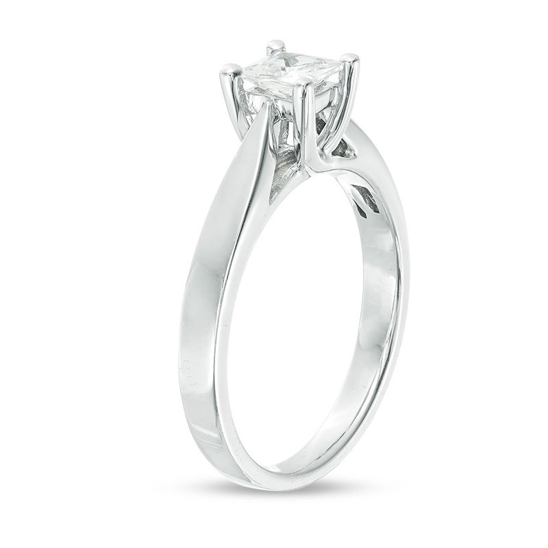 Main Image 3 of Celebration Ideal 1/2 CT. Princess-Cut Diamond Solitaire Engagement Ring in 14K White Gold (I/I1)