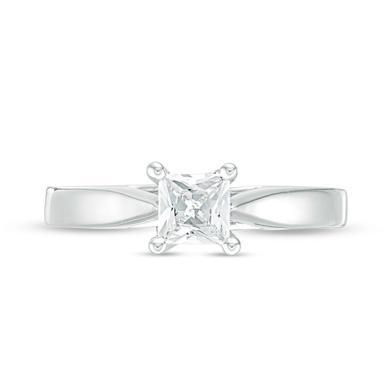 Main Image 4 of Celebration Ideal 1/2 CT. Princess-Cut Diamond Solitaire Engagement Ring in 14K White Gold (I/I1)
