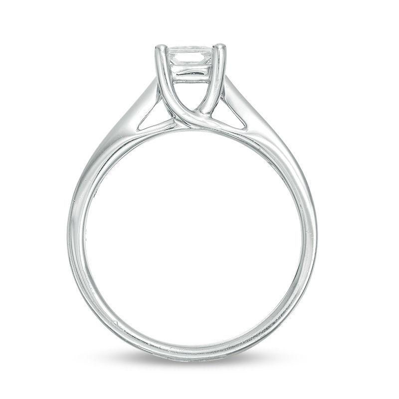 Main Image 5 of Celebration Ideal 1/2 CT. Princess-Cut Diamond Solitaire Engagement Ring in 14K White Gold (I/I1)