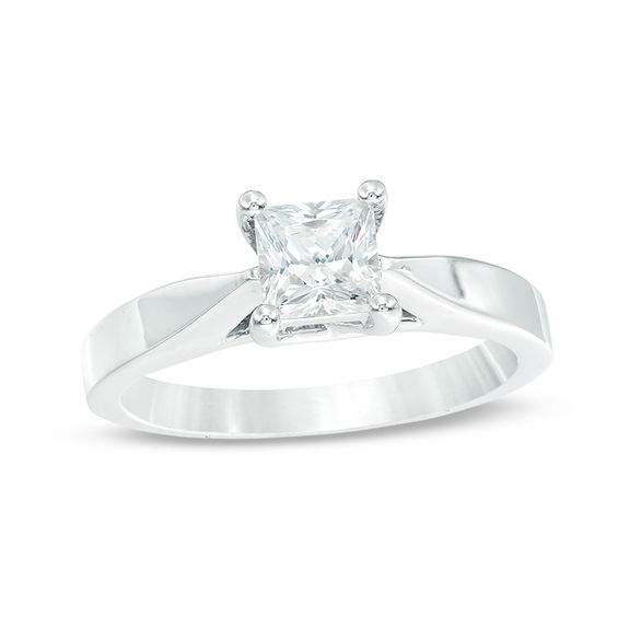 Celebration Ideal 3/4 CT. Princess-Cut Diamond Solitaire Engagement Ring in 14K White Gold (J/I1)