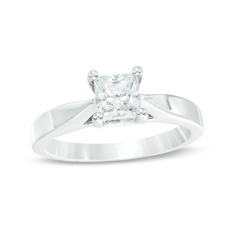 Celebration Ideal 3/4 CT. Princess-Cut Diamond Solitaire Engagement Ring in 14K White Gold (J/I1)