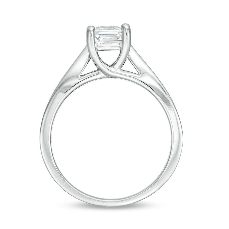 Main Image 5 of Celebration Ideal 3/4 CT. Princess-Cut Certified Diamond Solitaire Engagement Ring in 14K White Gold (J/I1)