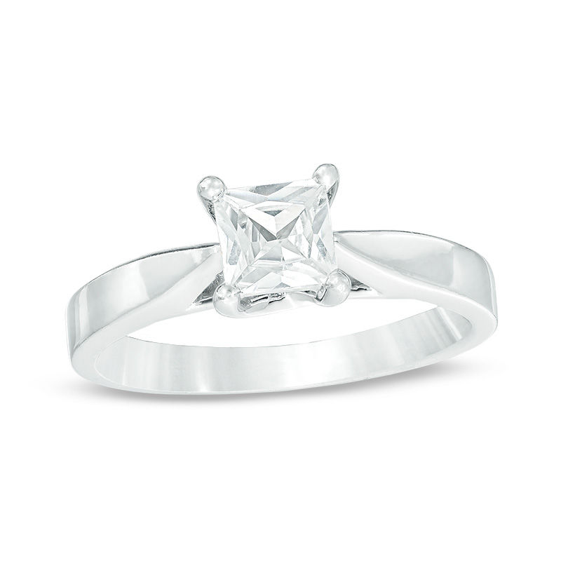 Main Image 1 of Celebration Ideal 1 CT. Princess-Cut Certified Diamond Solitaire Engagement Ring in 14K White Gold (I/I1)
