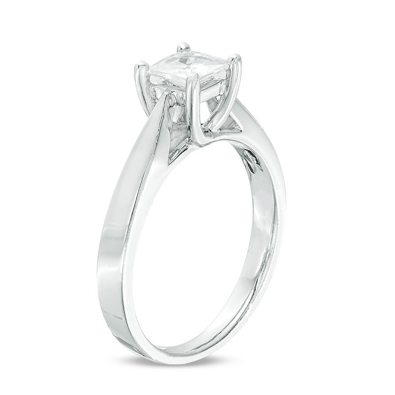 Main Image 2 of Celebration Ideal 1 CT. Princess-Cut Certified Diamond Solitaire Engagement Ring in 14K White Gold (I/I1)