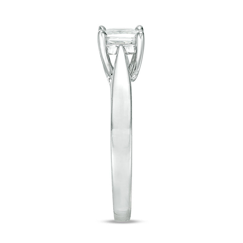 Main Image 4 of Celebration Ideal 1 CT. Princess-Cut Certified Diamond Solitaire Engagement Ring in 14K White Gold (I/I1)