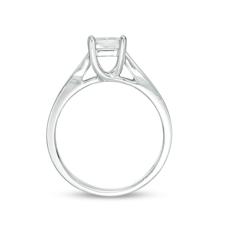 Main Image 5 of Celebration Ideal 1 CT. Princess-Cut Certified Diamond Solitaire Engagement Ring in 14K White Gold (I/I1)