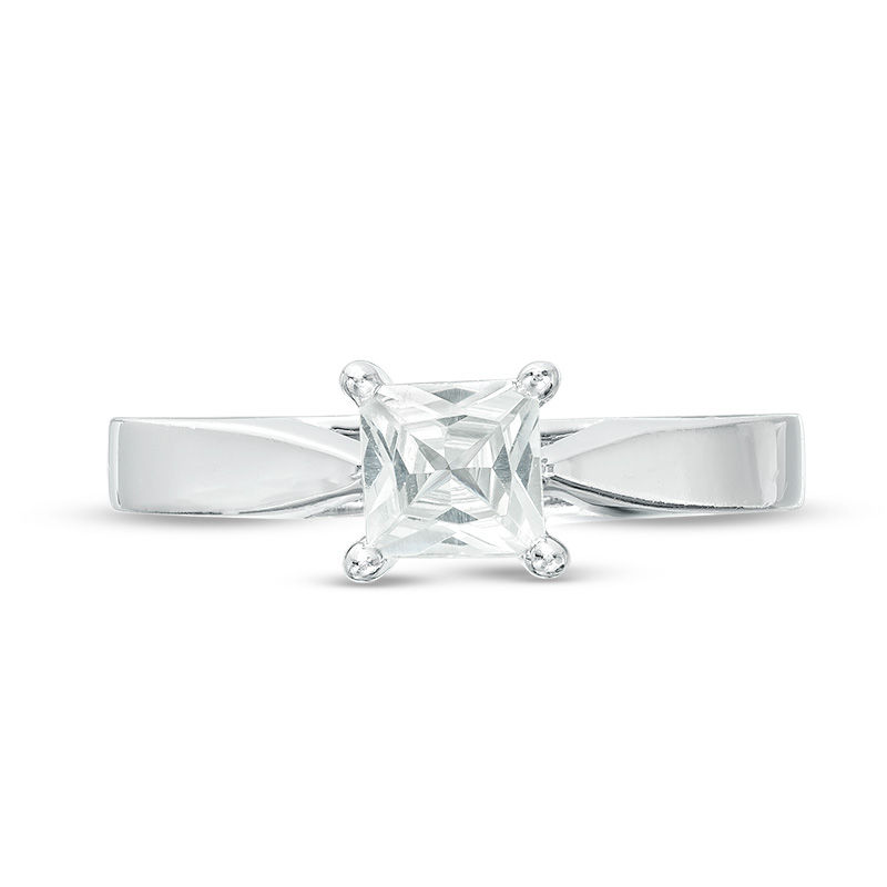 Main Image 6 of Celebration Ideal 1 CT. Princess-Cut Certified Diamond Solitaire Engagement Ring in 14K White Gold (I/I1)