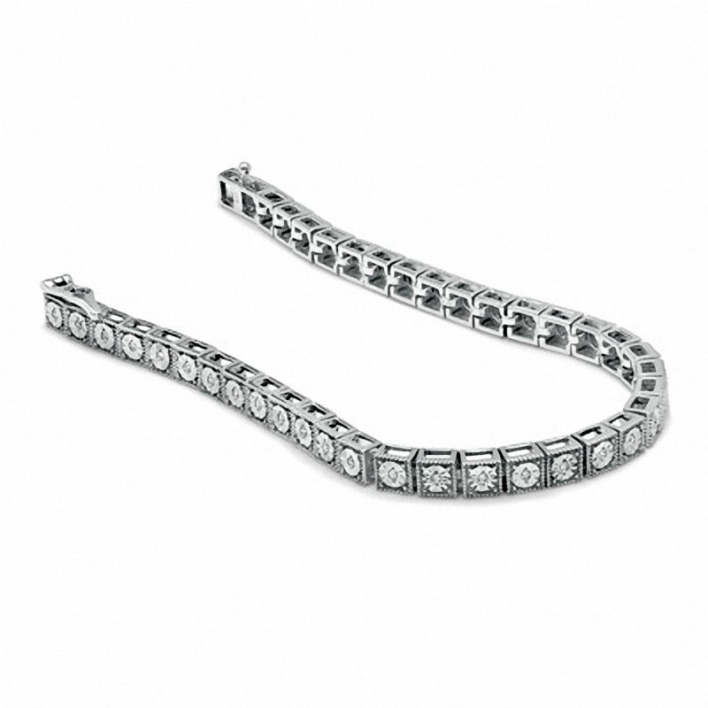 Main Image 2 of 1/4 CT. T.W. Diamond Line Bracelet in Sterling Silver