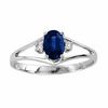 Thumbnail Image 0 of Oval Blue Sapphire and Diamond Accent Split Shank Engagement Ring in 14K White Gold